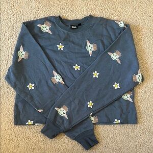 Star Wars Navy Blue Crewneck with Baby Yoda and Daisy Print